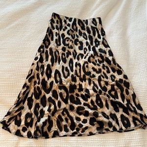 Leopard print silk skirt